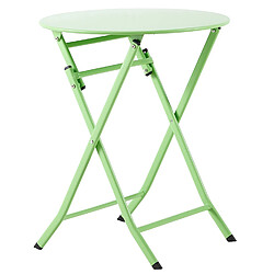 Pegane Ensemble de jardin table ronde + 2 chaises pliantes coloris vert pistache