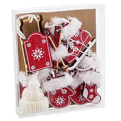 BigBuy Home Décorations de Noël Blanc Rouge 13 X 11 X 2 CM (10 Unités)