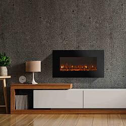 Cheminée Électrique Murale 1600W Kekai Minesota 84x26x53cm Noir Simulation de Feu Télécommande Intérieur