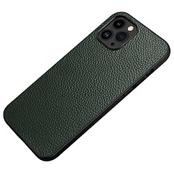 Coque en TPU + cuir véritable texture litchi, anti-écaillage pour votre iPhone 14 Pro - vert