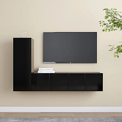 vidaXL Ensemble de meubles TV 3 pcs Noir Bois d'ingénierie