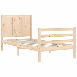 Maison Chic Cadre/structure de lit et tête de lit pour adulte - Lit Moderne Chambre 100x200 cm bois massif -MN86208 pas cher