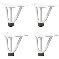 vidaXL Pieds de table en forme d'épingle à cheveux 4 pcs blanc 10 cm