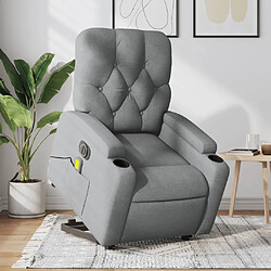 Maison Chic Fauteuil Relax pour salon, Fauteuil inclinable de massage électrique Gris clair Tissu -GKD94228