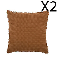 Pegane Lot de 2 coussins en coton coloris Terracotta - Longueur 45 x Profondeur 10 x Hauteur 45 cm