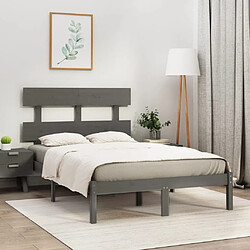 vidaXL Cadre de lit sans matelas gris 120x200 cm bois massif