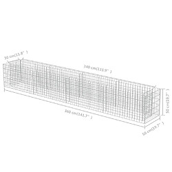 vidaXL Lit surélevé à gabion Acier galvanisé 360x50x50 cm pas cher