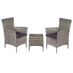 Maison Chic Mobilier de bistro et chaises de jardin 3 pcs Résine tressée Gris -GKD439099