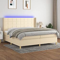 vidaXL Sommier à lattes de lit matelas et LED Crème 200x200 cm Tissu