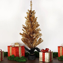 Sapin de Noël, or, décoratif, sapin de Noël décoratif avec toile de jute, 90 cm