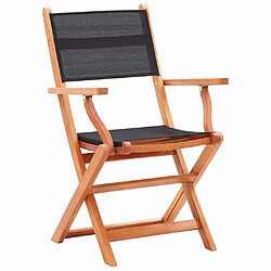 Maison Chic Lot de 2 Chaises pliables de jardin - Fauteuil d'extérieur Noir Eucalyptus et textilène -MN35070