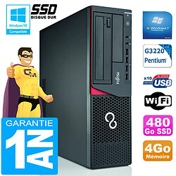 PC Fujitsu Esprimo E720 E85+ SFF G3220 RAM 4Go Disque 480 Go SSD Wifi W7 - Occasion