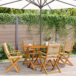 vidaXL Ensemble à manger de jardin 5pcs beige polypropylène et bois