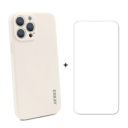 Enkay Coque en silicone antichute, bordure droite beige pour votre Apple iPhone 13 Pro 6.1 pouces