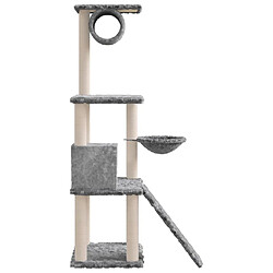 Helloshop26 Arbre à chat meuble tour grimper jouet grattage grattoir escalade plateforme avec griffoirs en sisal clair 131 cm gris 02_0022559