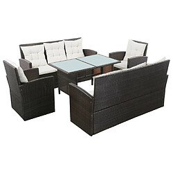 Maison Chic Salon de jardin 5 pcs + coussins - Mobilier/Meubles de jardin - Table et chaises d'extérieur Résine tressée Marron -MN28513