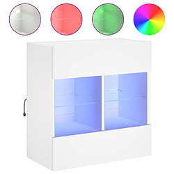 vidaXL Meuble TV mural avec lumières LED blanc 58,5x30x60,5 cm