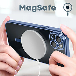 Avis Avizar Coque MagSafe pour iPhone 13 Silicone Protection Caméra Chromé Bleu Clair