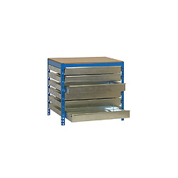 Simonrack Etabli 6 tiroirs 600 Kg L. 1510 x Ht. 842 x P. 760 mm KIT SIMONWORK BT5 BOX6 1500 BLEU/BOIS - 448100645157513 - Simonwork