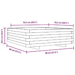 vidaXL Jardinière 80x80x26,5 cm bois de pin imprégné pas cher