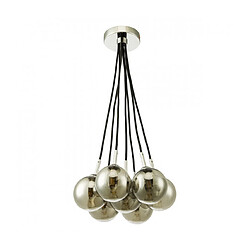 Luminaire Center Suspension Elpis Chrome poli,verre fumé 7 ampoules 108cm