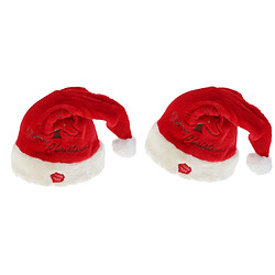 2x Chapeaux de Noël Musique, Bonnets de Noël pour Enfants , Chapeau de Père Mère Santa avec Serre-têtes Taille ajustable