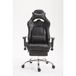 Decoshop26 Fauteuil de bureau gamer avec repose-pieds extensible mécanisme de bascule en PVC noir / noir 10_0002750