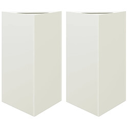 vidaXL Jardinières 2 pcs blanc triangulaire 50x43x75 cm acier