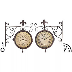 Decoshop26 Horloge d'extérieur gare avec thermomètre Design 25x8,7x28,5 cm DEC022205