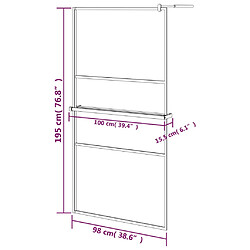 vidaXL Paroi de douche 100x195 cm verre ESG avec étagère pas cher