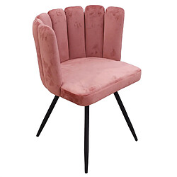 Toilinux Chaise design effet velours Ariel - Rose