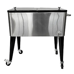 Avis AXI Retro Cooler Inox | Réfrigérateur de boissons mobile pour l'extérieur / le jardin | Glacière 76 litre