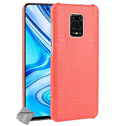 Htdmobiles Coque rigide simili cuir crocodile pour Xiaomi Redmi Note 9 Pro + film ecran - ROUGE