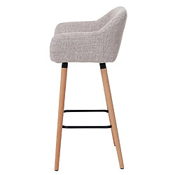 Decoshop26 Tabouret de bar chaise de comptoir avec repose-pieds en tissu gris crème style scandinave 04_0005297