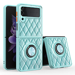 Coque en TPU + PU motif losange avec béquille bleu ciel pour votre Samsung Galaxy Z Flip3 5G