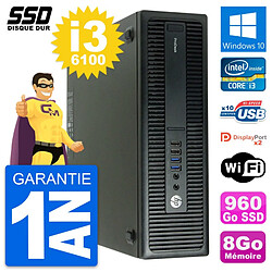 PC HP ProDesk 600 G2 SFF Intel Core i3-6100 RAM 8Go SSD 960Go Windows 10 Wifi - Occasion