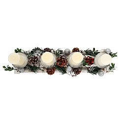 Acheter Mendler Arrangement de l'Avent HWC-M12 avec porte-bougies, couronne de l'Avent décoration de Noël bois argenté blanc 18x49x13cm ~ avec bougies