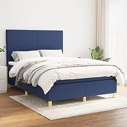 Maison Chic Lit adulte- Lit + matelas,Sommier à lattes de lit avec matelas Bleu 140x190 cm Tissu -GKD48238