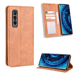 Etui en PU style vintage marron pour votre Oppo Find X2 Pro