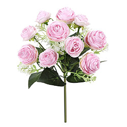 Rose artificielle de 10 têtes de camélia pour le décor de table de mariage pourpre clair