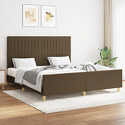 Maison Chic Cadre/structure de lit avec tête de lit pour adulte - Lit Moderne Chambre Marron foncé 160x200 cm Tissu -MN18734