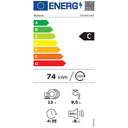 Lave-vaisselle pose libre SIEMENS 13 Couverts 60cm C, SN23EC14CE