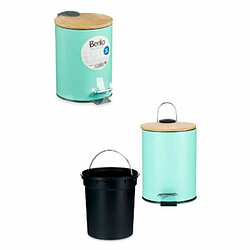 Berilo Corbeille à papier Menthe Métal Bambou 3 L (4 Unités) pas cher