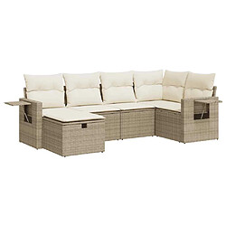 vidaXL Salon de jardin avec coussins 6 pcs beige résine tressée