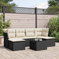 Maison Chic Salon de jardin 7 pcs avec coussins | Ensemble de Table et chaises | Mobilier d'Extérieur noir résine tressée -GKD39155