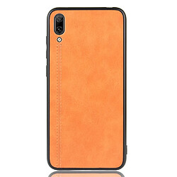 Wewoo Coque Pour Huawei Enjoy 9 / Y7 Pro 2019 Antichoc Couture Vache Motif Peau PC + PU + TPU Cas Orange