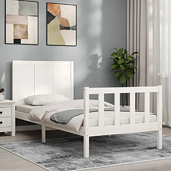 Maison Chic Cadre/structure de lit avec tête de lit pour adulte - Lit Moderne Chambre blanc petit simple bois massif -MN93855