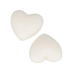 Artemio 2 perles silicone coeur - 29 x 19 x 12 mm - blanc