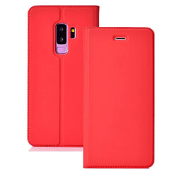 Wewoo Housse Coque Etui en cuir avec carte magnétique pressée ultra-mince pour TPU + PU pour Galaxy S9 +, fente pour et support (Rouge)