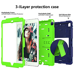 Acheter Wewoo Coque Souple de protection en silicone bicolore antichoc pour iPad 9.7 2018 et 9.7 2017 & Air 2 avec support bleu marine + jaune-vert